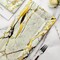 10 pcs 16" Ivory Gold long Rectangle Paper Serving Trays Marble Design
